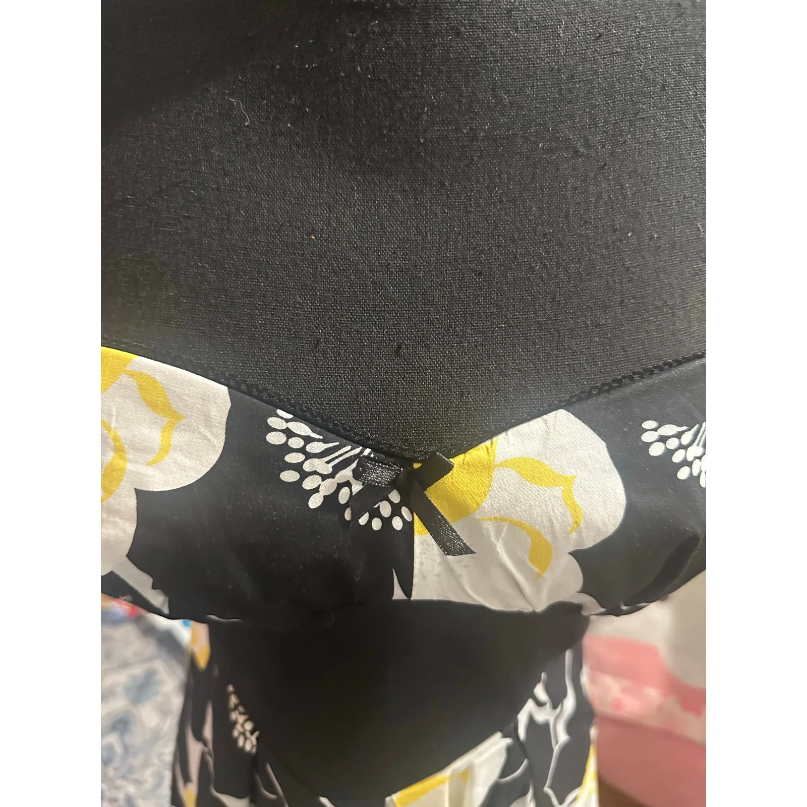 Vintage Y2K Three Hearts Black & Yellow Floral Sundress - Image 2