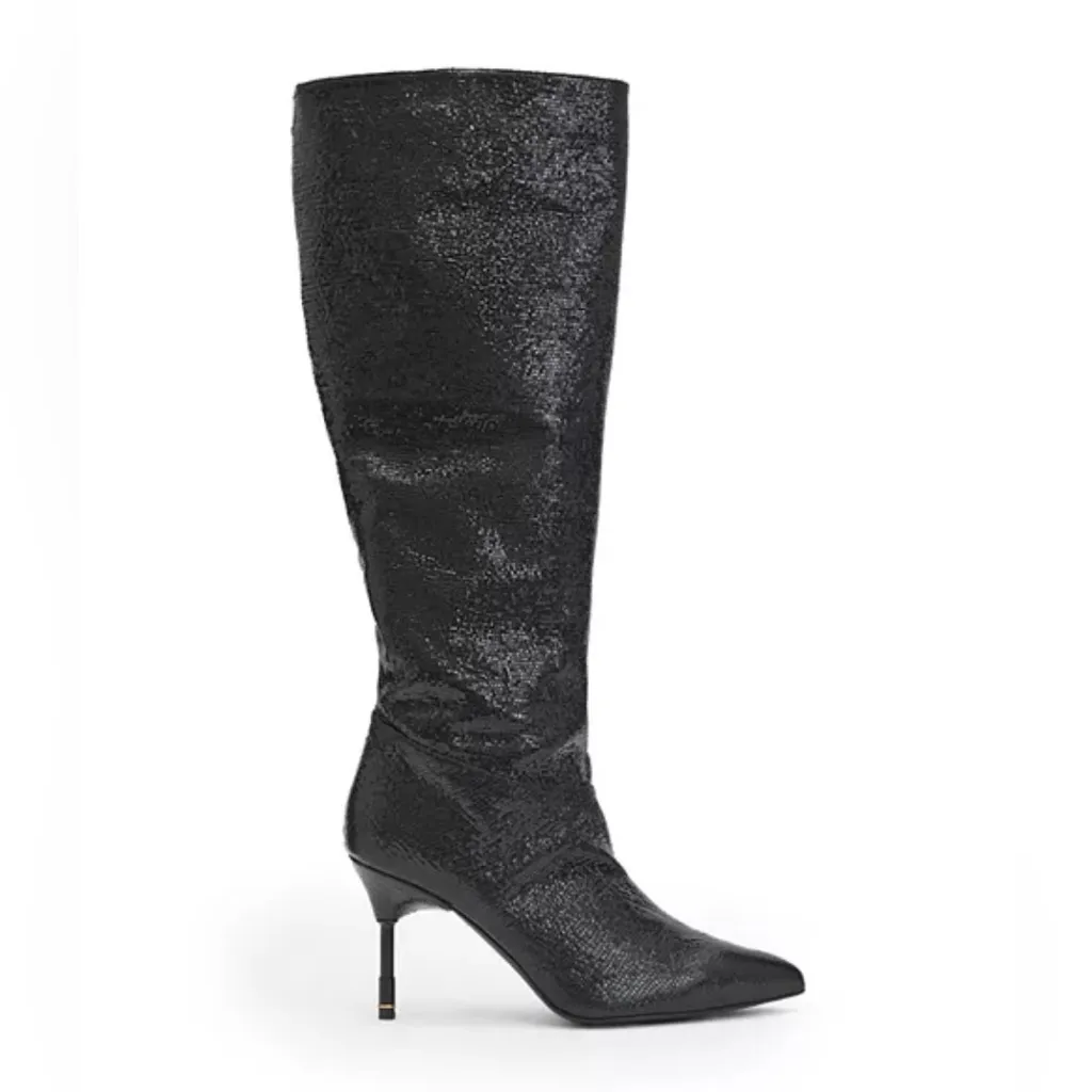 New! All Saints Women's Nori Shimmer Knee High Boots Leather Black‎ Sz 7 $429 - Image 4
