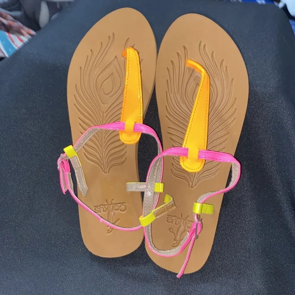 CORKYS CRAYOLA WO SIZE 9 Colorful Sandals BUCKLE ANKLE STRAP. EUC CLEAN Pink - Image 5