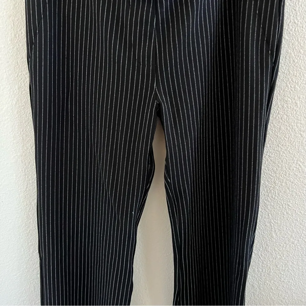 Betabrand Dress Pant Yoga Pants Vertical Stripe Black and Gray M - Image 5