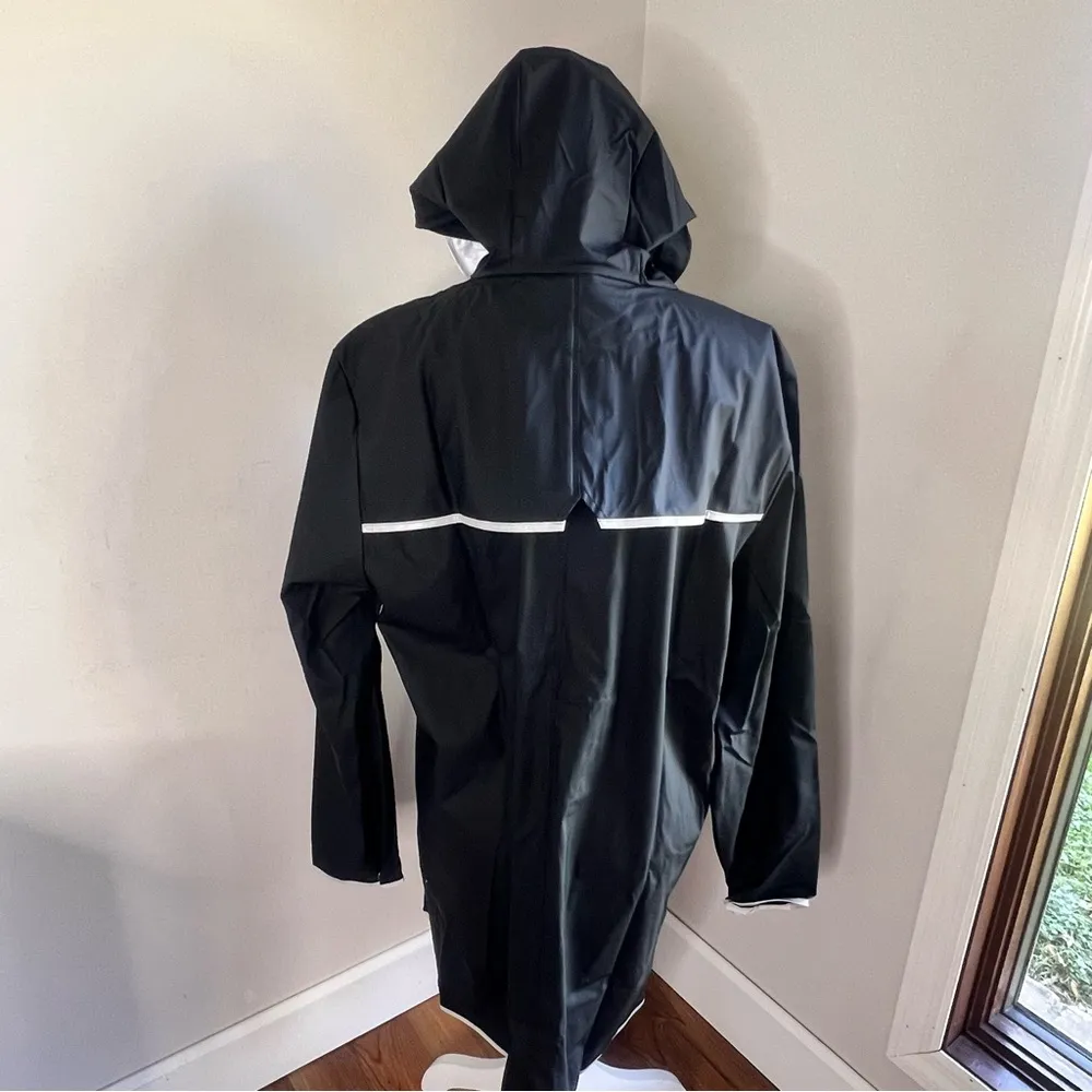 RAINS Long Reflective Black Rain Coat Size Medium SKU#C24353 - Image 4