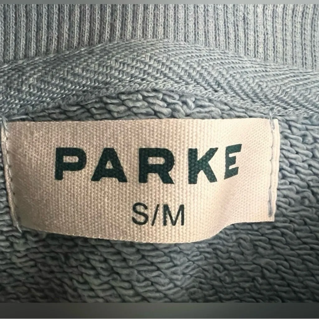 RARE Parke Maggie &Emma Heritage Varsity Mockneck Sweatshirt Sky Blue Size S/M - Image 4