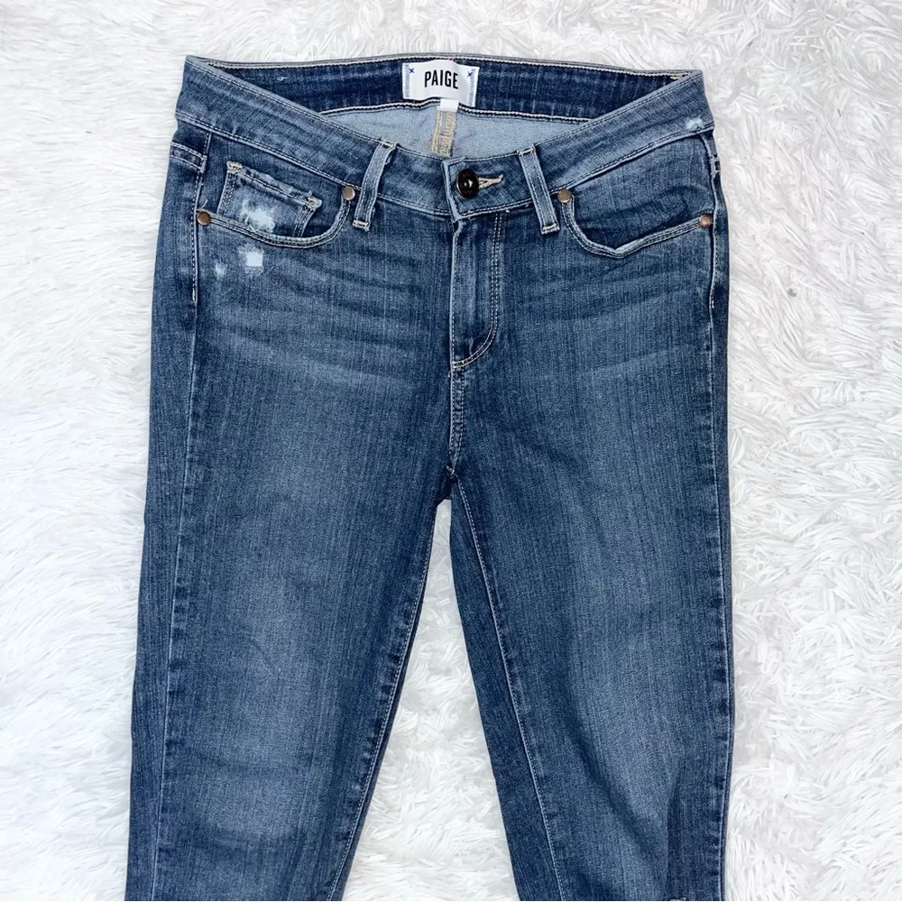 PAIGE Verdugo Ultra Skinny Distressed Blue Denim Jeans 27 - Image 3