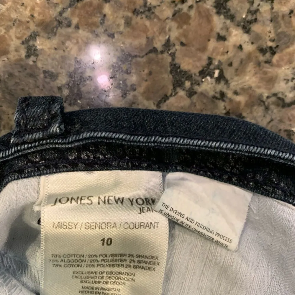 Jones New York Lexington Straight Leg Denim Jeans Size 10 Subtle Stretch Midrise - Image 3