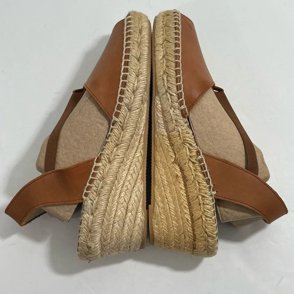 Andre Assous Dainty Womens Leather Slingback Espadrille Wedge‎ Sandal Sz 6 Shoes Brown - Image 5