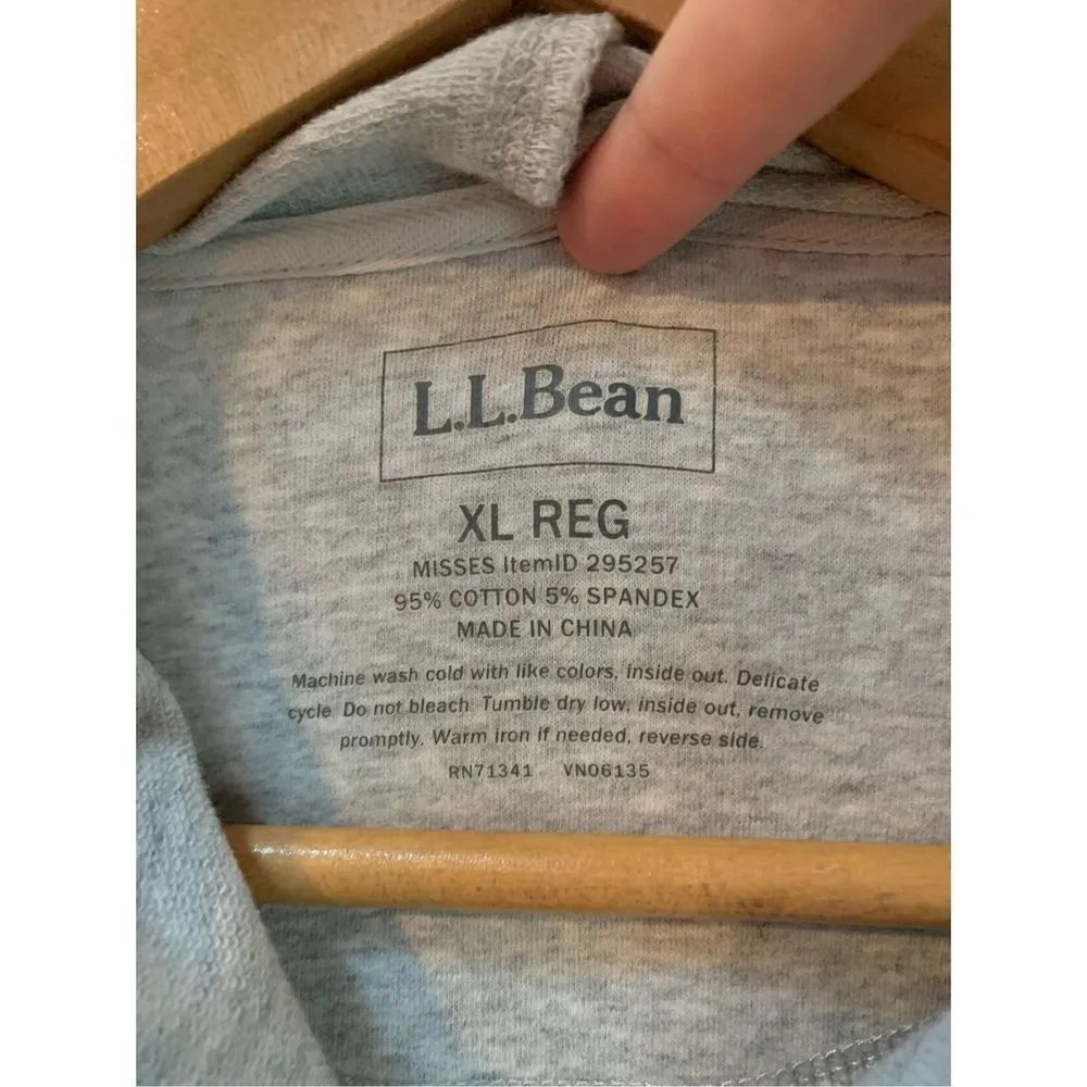L.L. Bean Women's Gray Sweatshirt Drawstring Cinch Waist Hooded 295257 XL - Image 3
