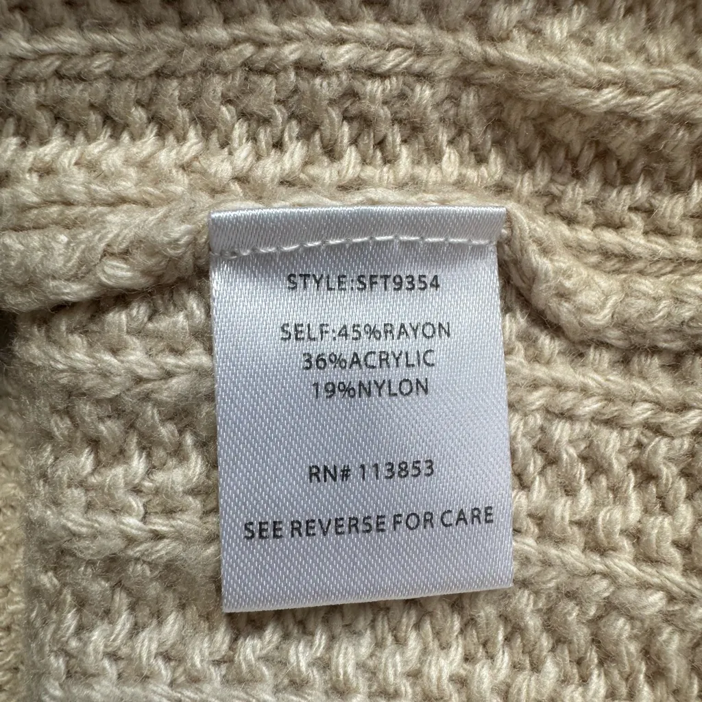 41 Hawthorn Poppi Textured Knit Popcorn Crewneck Sweater Oatmeal Size M Tan Size M - Image 9