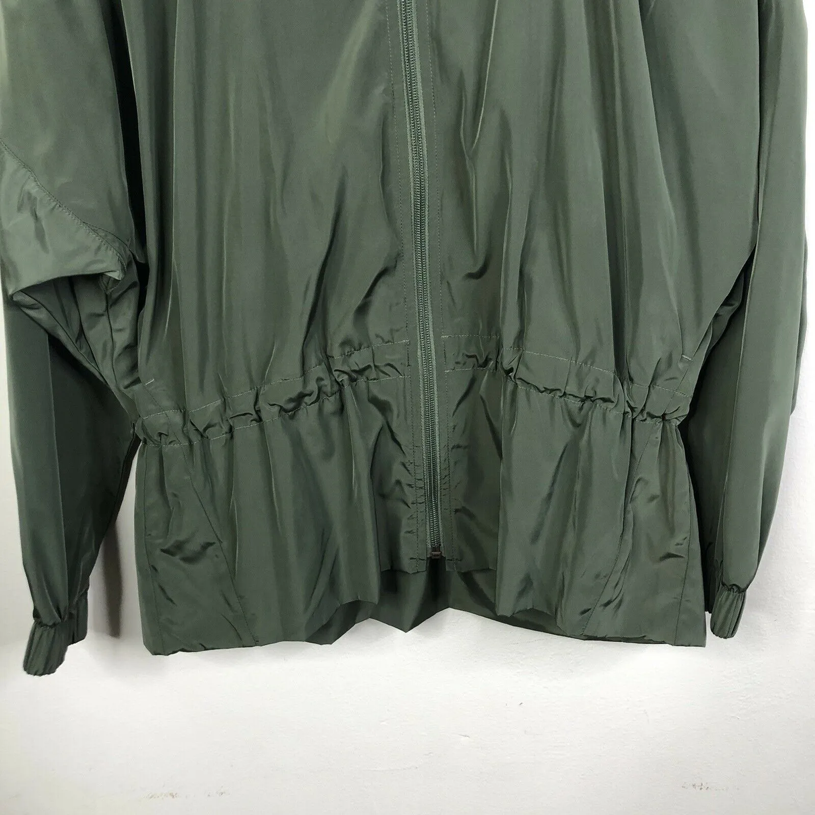 NEW CALIA by Carrie Underwood Anywhere Woven Ruched Jacket Olive Thyme Size XS Green - Image 2