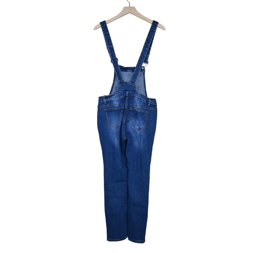 Encore Womens 9 Denim Distressed Overalls - Image 2
