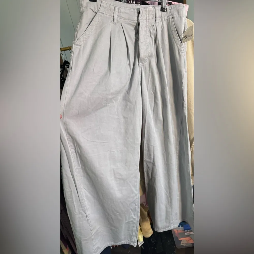 NWT Free People Liberty Cotton Wide Leg Chino Barrel Pants - sky - 4 - Image 6