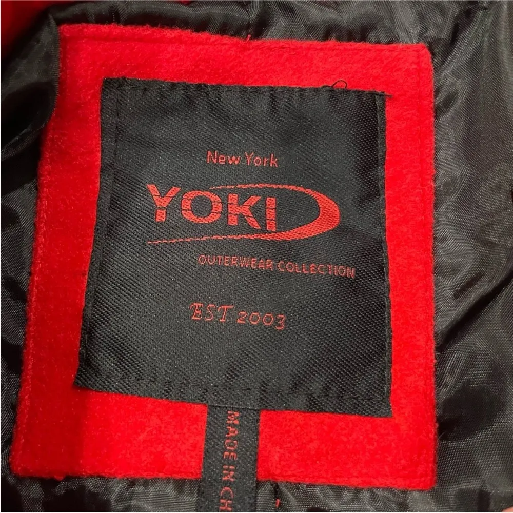 Yoki Red Multi Double Breasted Peacoat - Image 3