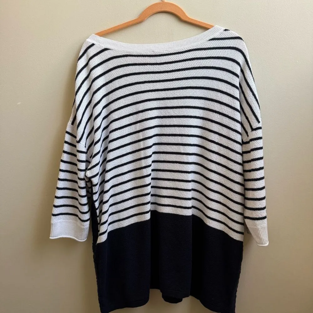 Talbots navy white striped Coastal nautical  ruched sweater plus Size 3x - Image 2