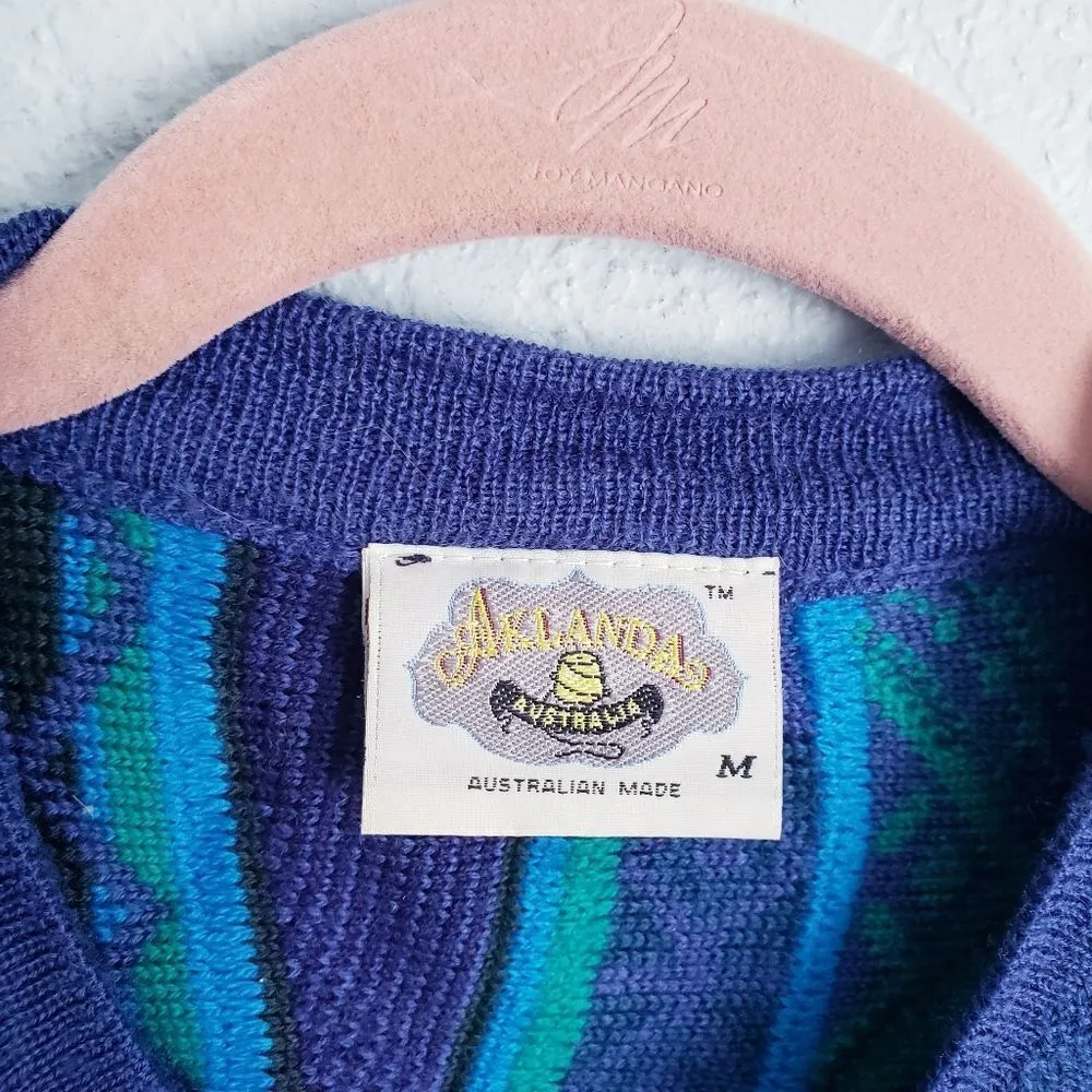 Aklanda‎ Vintage Australian Wool Button Down Cardigan Green Size M - Image 4