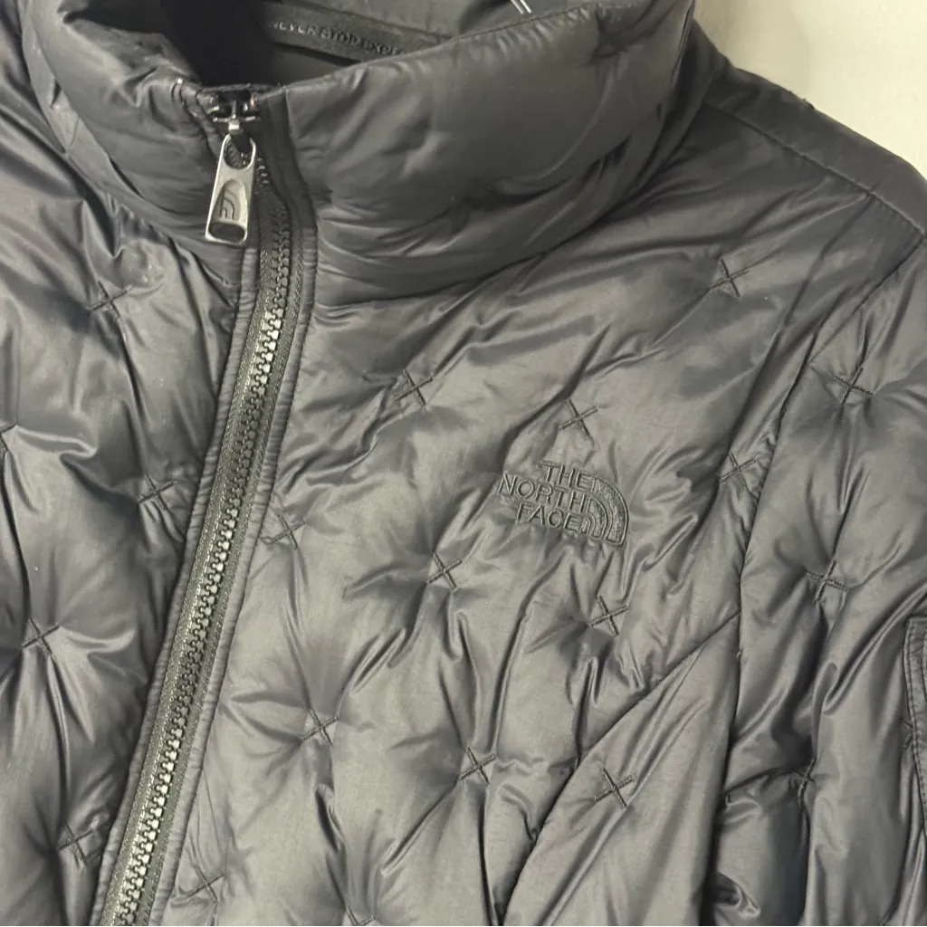 THE NORTH FACE PUFFER JACKET WOMEN XS BLACK FULL ZIP HOLLADOWN CROP 550 DOWN - Image 3