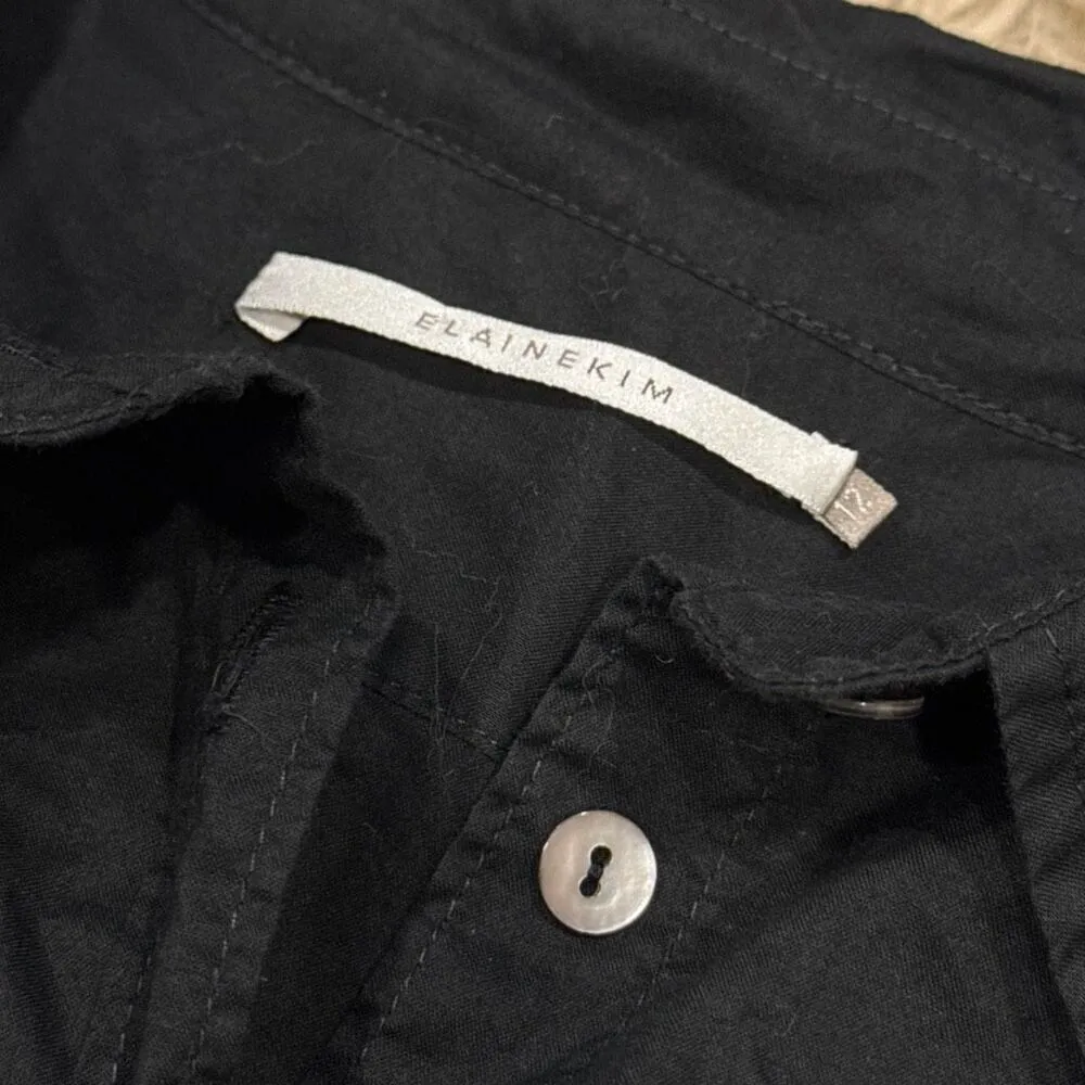 Elaine Kim silk button down blouse size 12 Black - Image 2