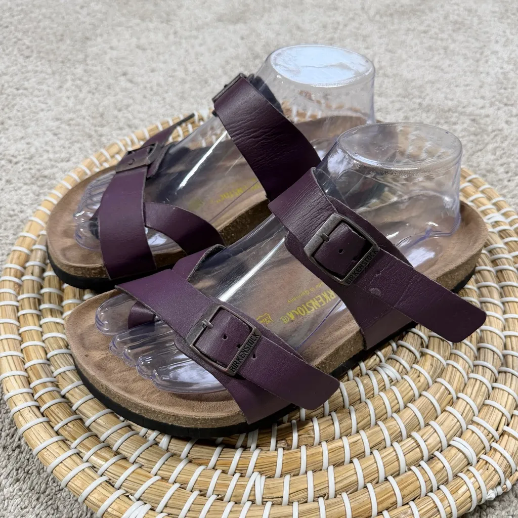 Birkenstock Women’s Mayari Sandals Slip On Leather in Dark Purple 38/US 7 - Image 2