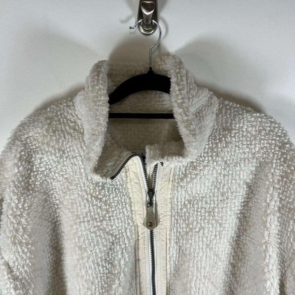 Columbia Womens Sherpa Jacket Fleece Sz XL Ivory Long Sleeve High Neck Polyester - Image 2