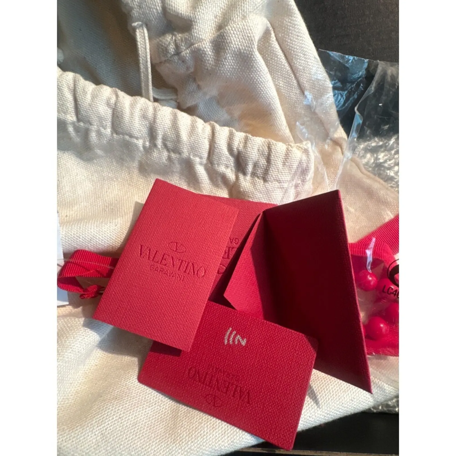 Valentino red Ribbon Tie Beaded Pendant Necklace - Image 12