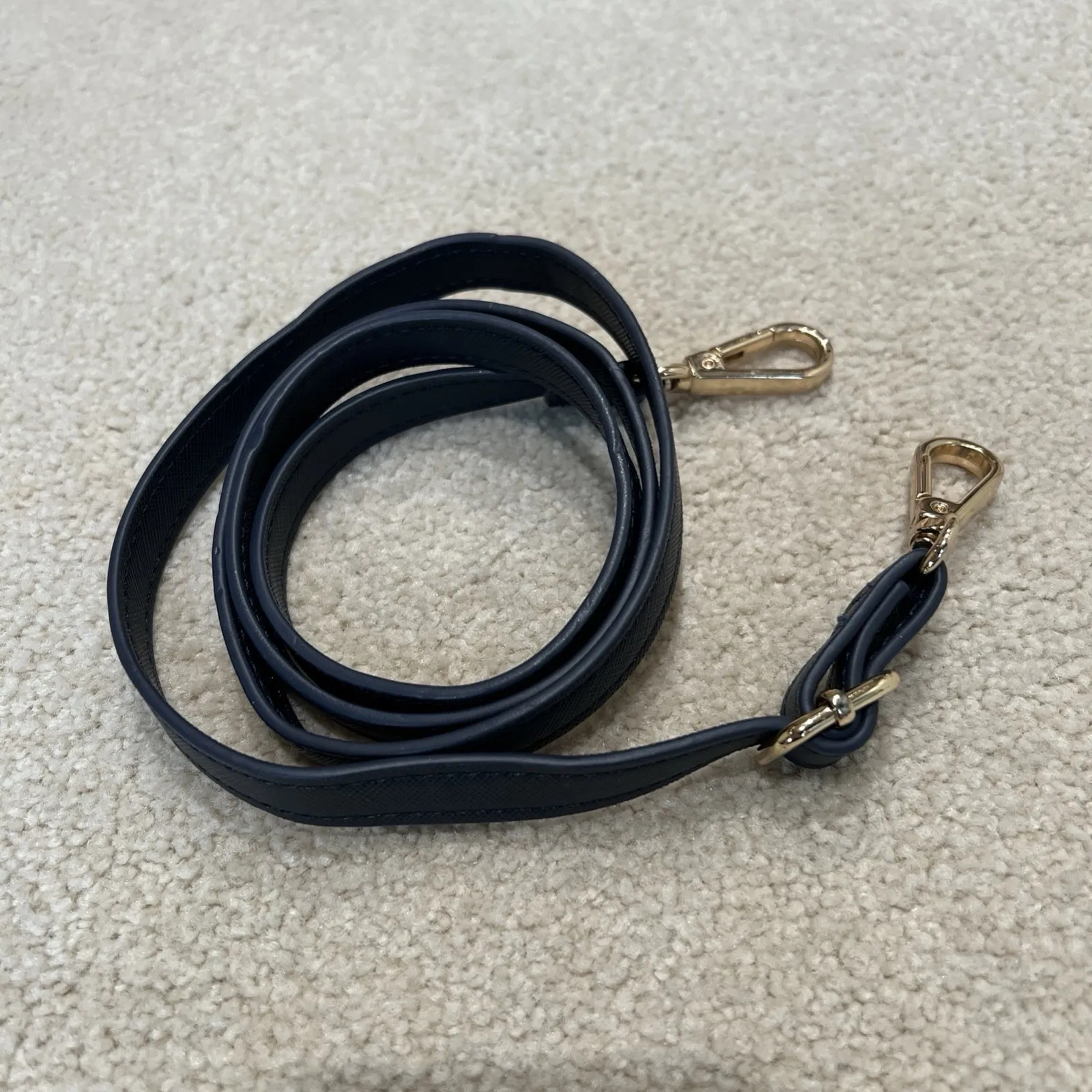 Calpak‎ Navy Faux Leather Crossbody Strap & Faux Fur Top Handle For Wallet Blue - Image 3