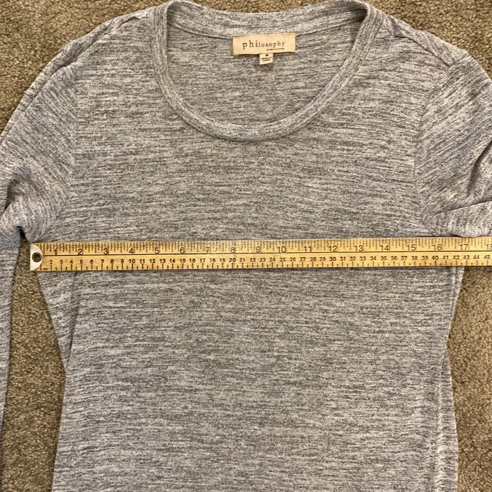 Philosophy|| Light grey heather scoop neck long sleeve top - Image 6