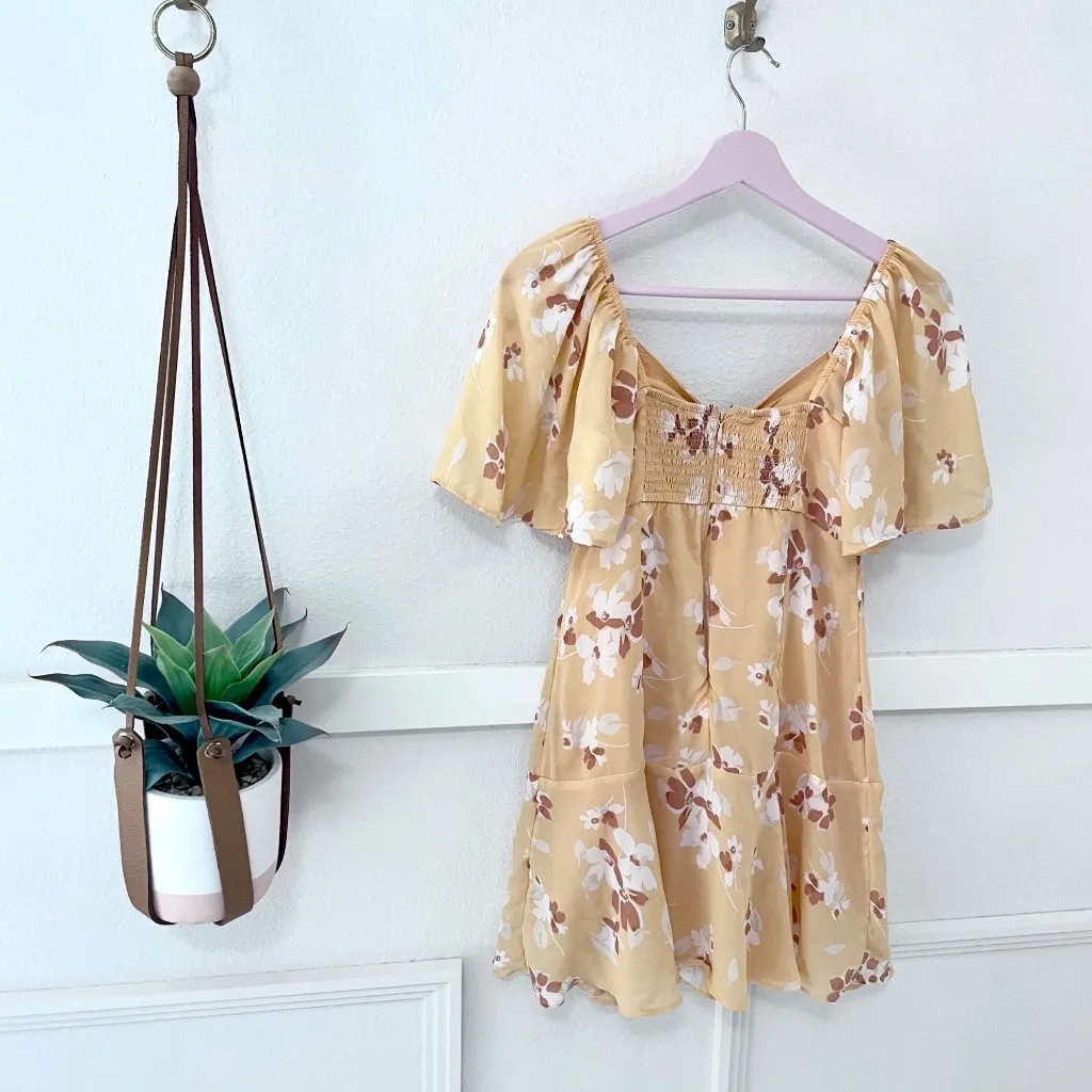 Abercrombie & Fitch Flutter Sleeve Keyhole Mini Dress Orange Size S - Image 3