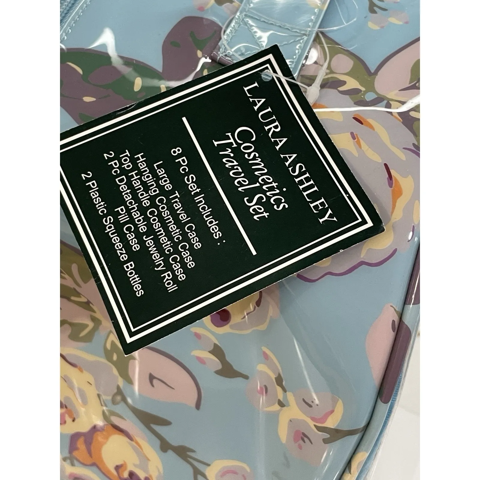 Laura Ashley Cosmetic Travel Set 8 Pc Blue Floral Toiletry Case Bag New y2k‎ - Image 4