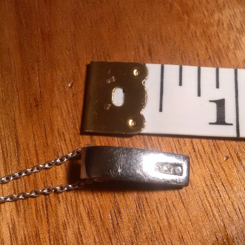 Simulated Diamond Bar Pendant Sterling Silver Necklace - Image 8