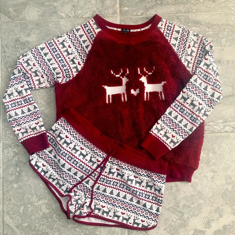 Cozy Zoe Deer Terry Holiday Pajamas Two - Image 2