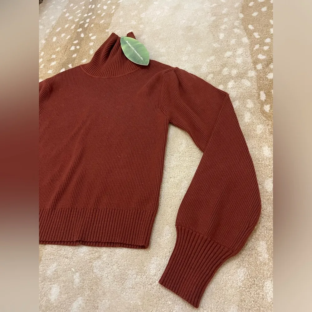 Farm Rio NWT brown knit ribbed turtleneck sweater blouse women’s size XL - Image 4