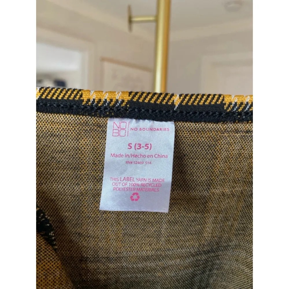 Dark Academia Plaid Bodycon Mini-Dress Grunge Y2K Punk Boho Yellow No Boundaries - Image 6