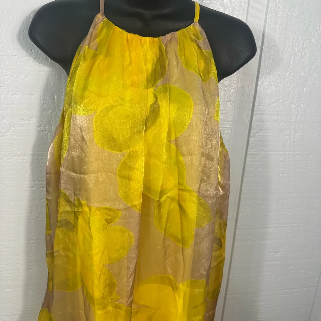 BCBG New York Women's Yellow Sleeveless Halter Neck Maxi Dress Size Medium NWT - Image 5