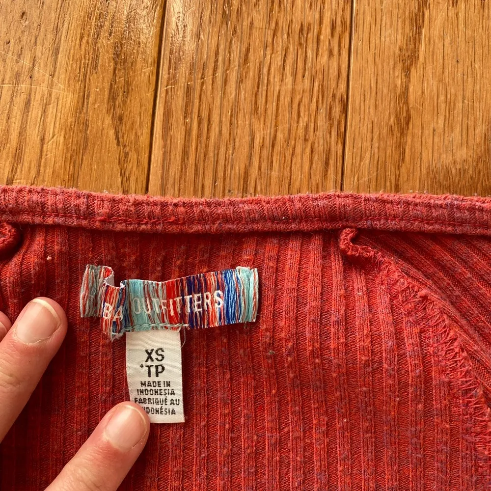 berry red ribbed square neck long sleeve top - Image 7