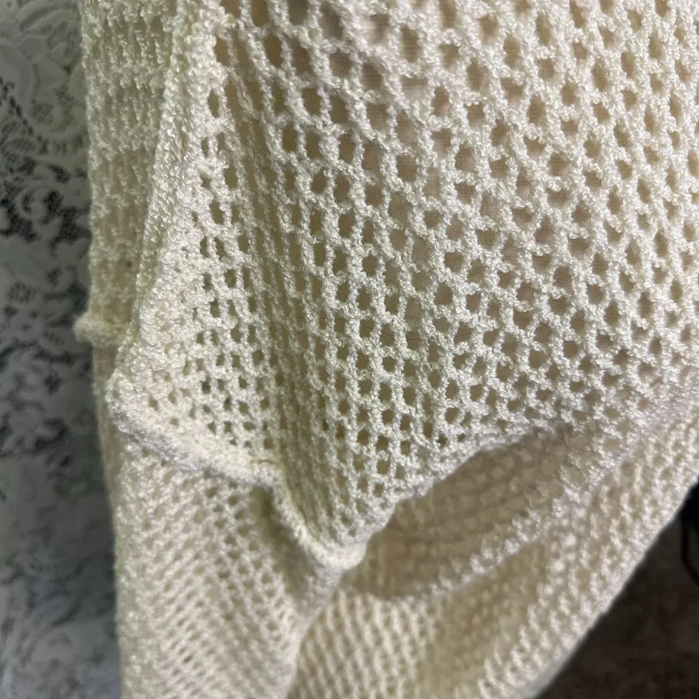 Cream woven beautiful long sweater cardigan size M POL Like New - Image 2