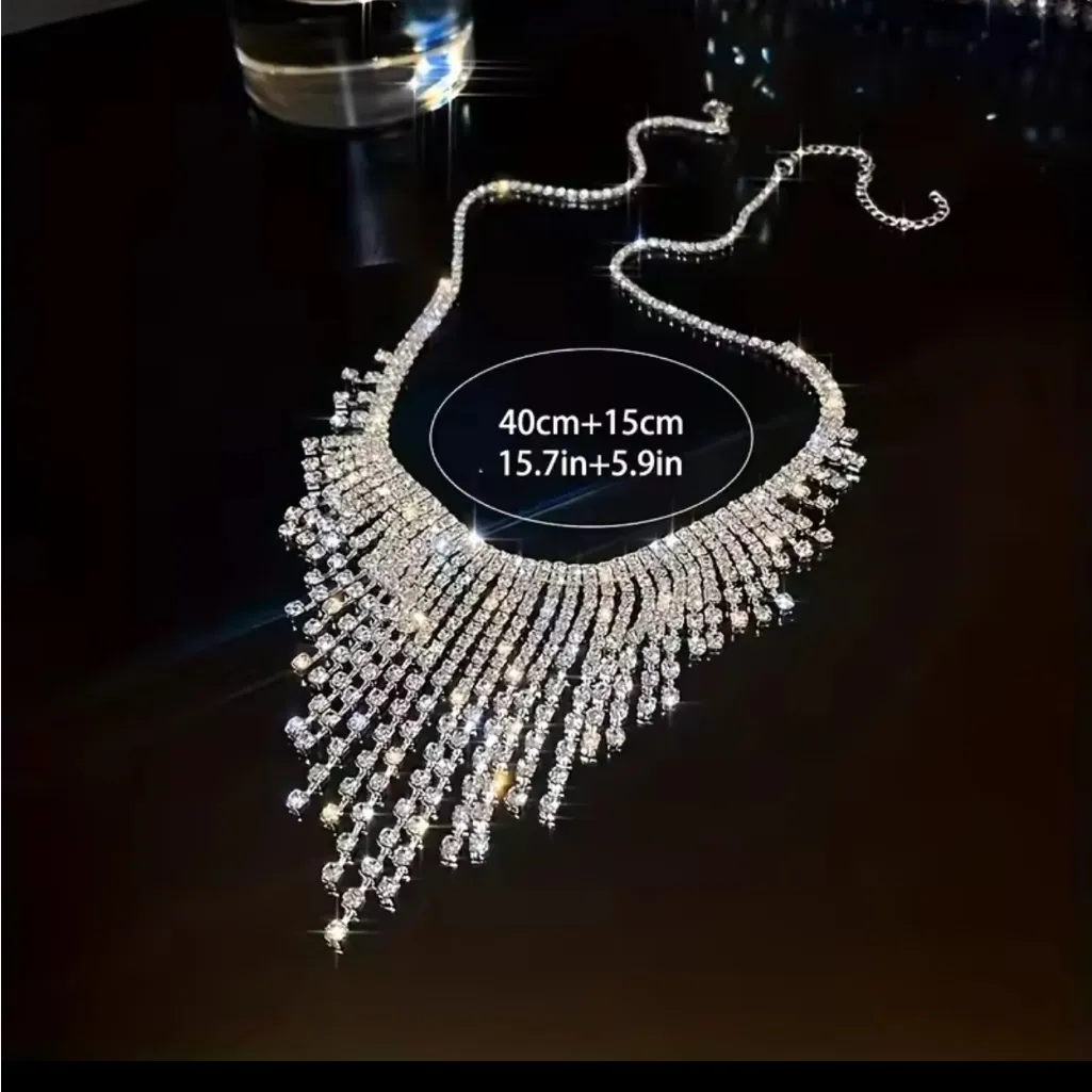 Elegant Silver Crystal Necklace - Image 5