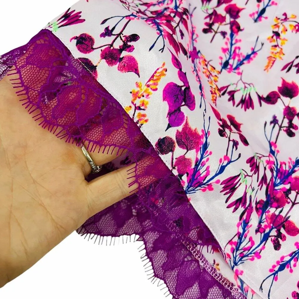 Victoria's Secret Colorful Satin Sleep Short Lace Trim Womens Large - Image 2