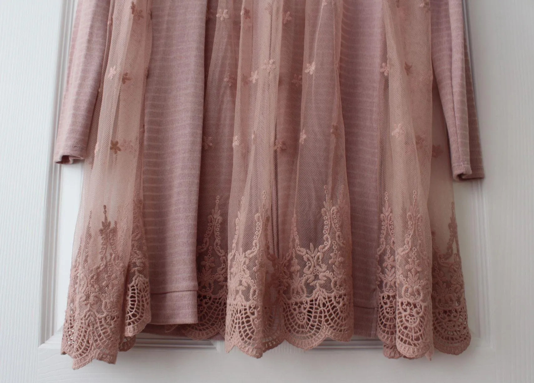 Altar’d State | fairy button front striped lace tunic length cardigan - Image 6