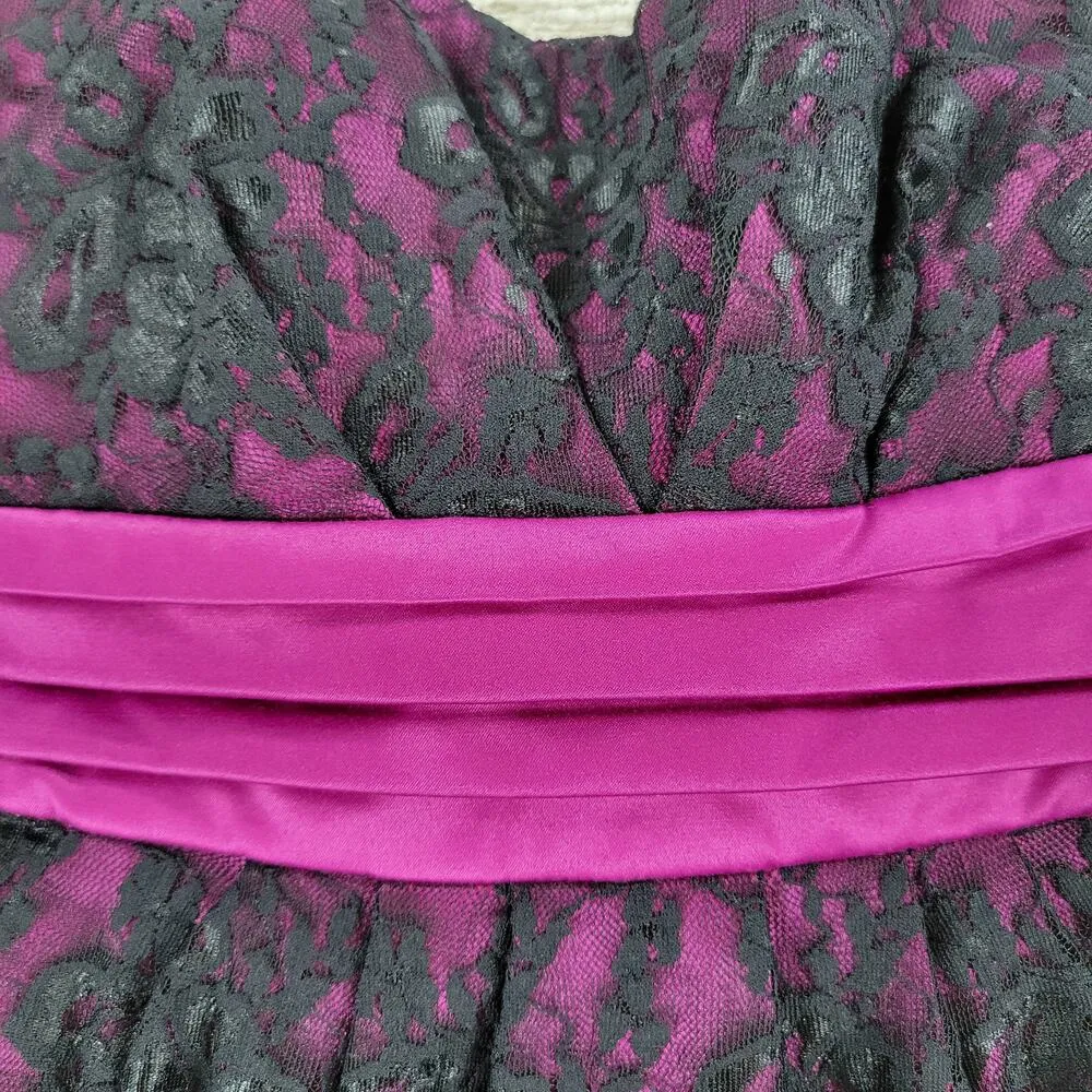 Sequin Hearts Lace Mini Prom Dress Womens 5 Purple Sash Strapless Cocktail Party - Image 7