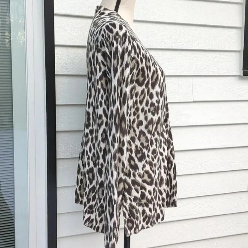 Chico's Animal Print V-Neck Cardigan Sweater Size 2 | Animal Print Cardigan - Image 4