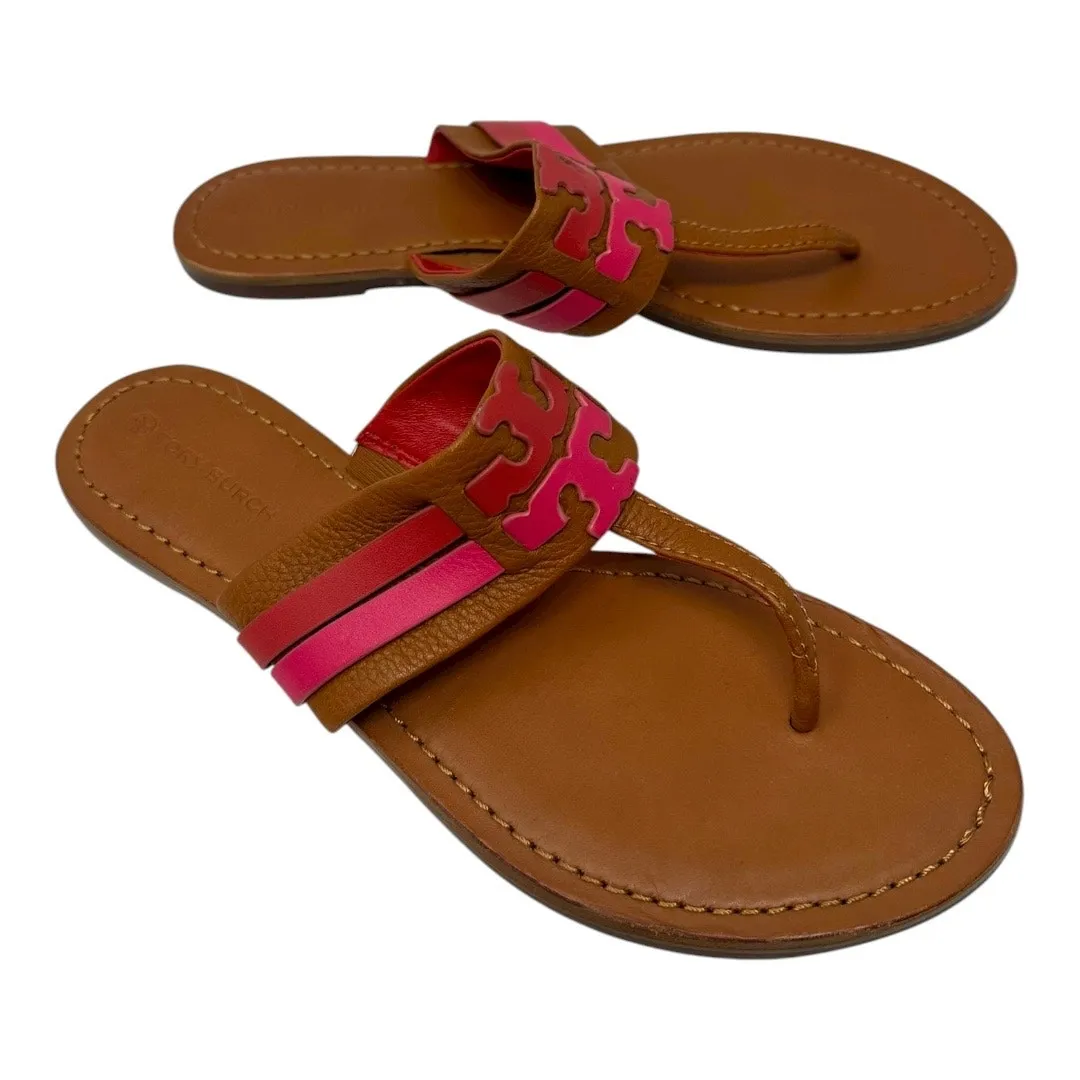 Tory Burch Leigh Ambra Carnelian Leather Sandals Size 11 - Image 4