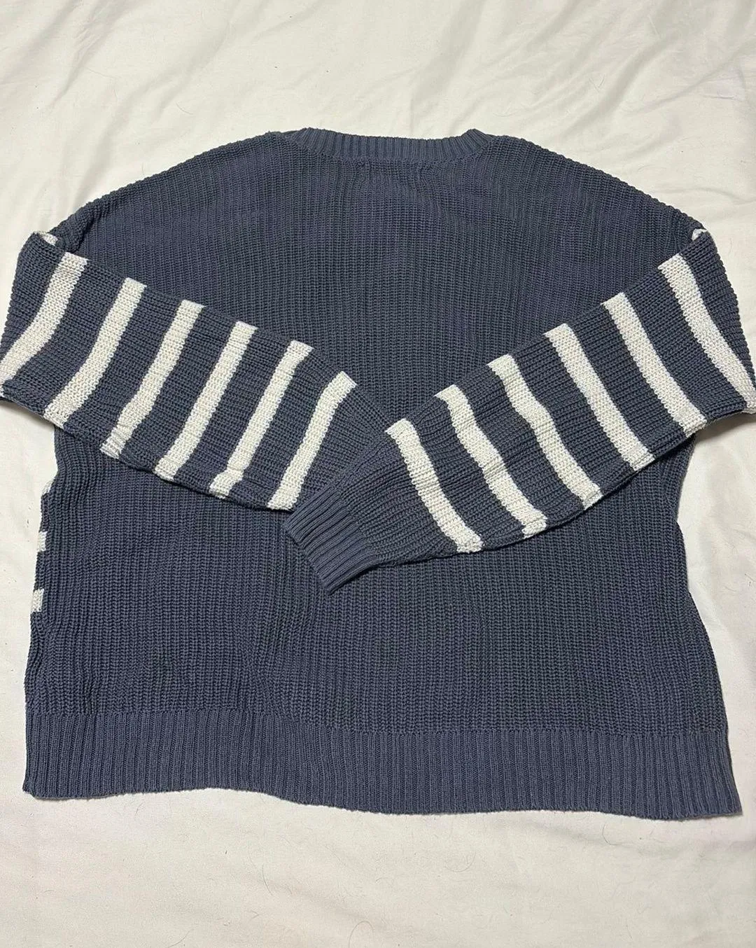 Hollister Blue and White Striped Sweater  - Image 3