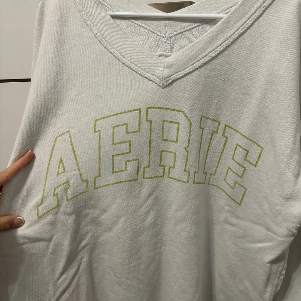 Aerie  Logo V Neck Crewneck - Image 6