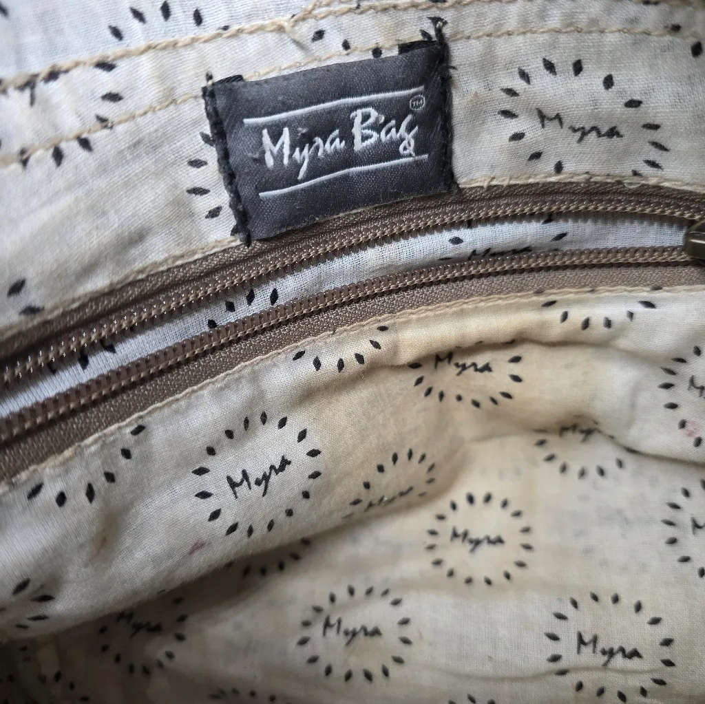 Myra Placid Beige Shoulder Bag Purse Tote Cowhair Aztec Tan Brown Western Grunge - Image 7