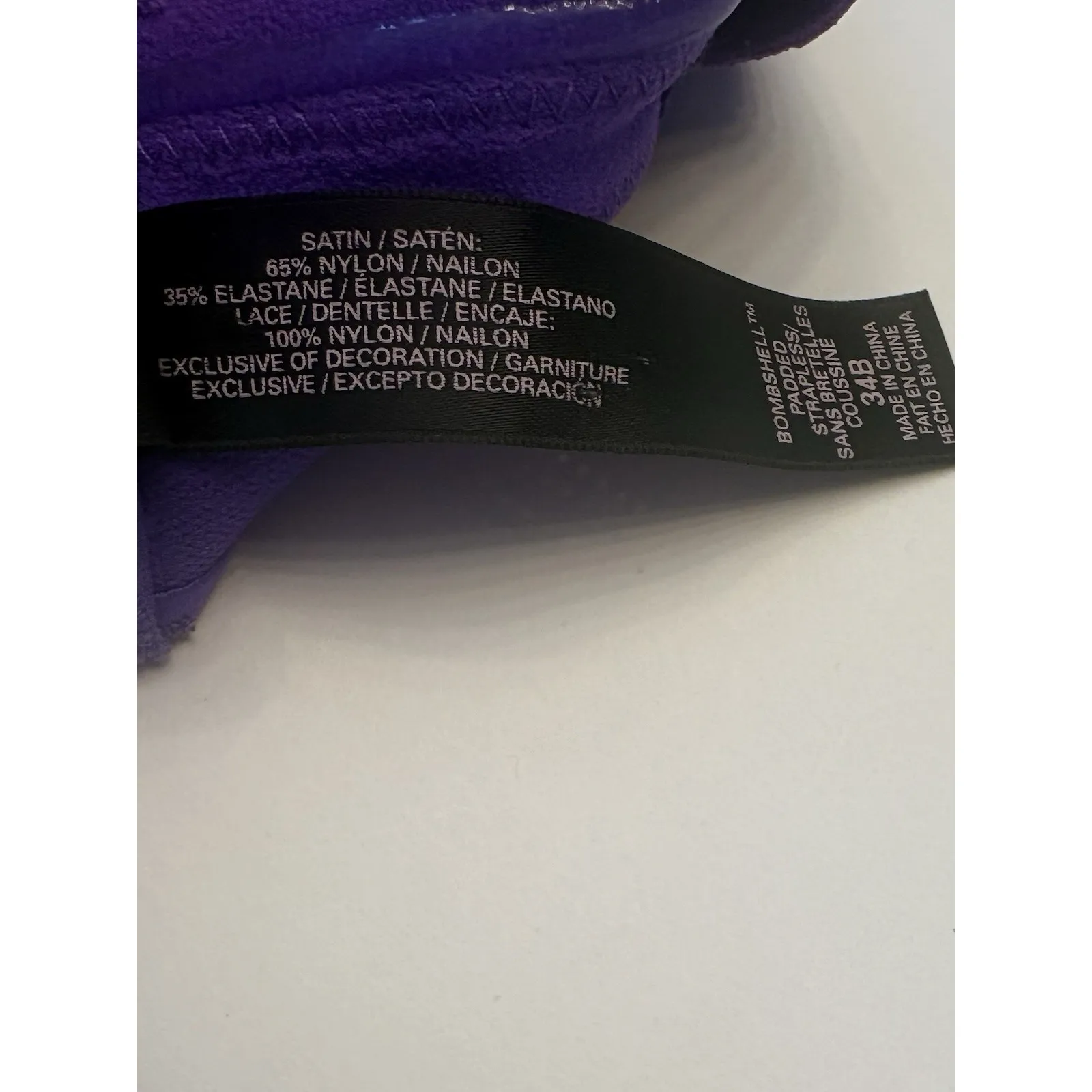 Victoria's Secret Bombshell Padded Strapless Super Push-up Bra Size 34B Purple - Image 6