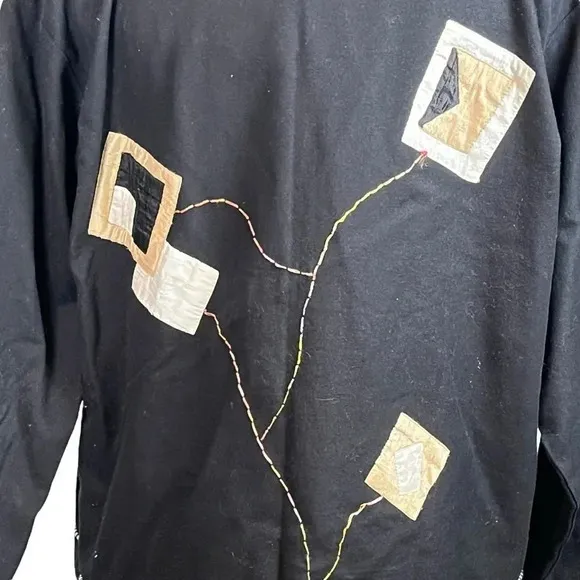 Yak Magik‎ Fun Funky Embellished Cotton Silk Vintage Jacket Women Size Large Black - Image 9