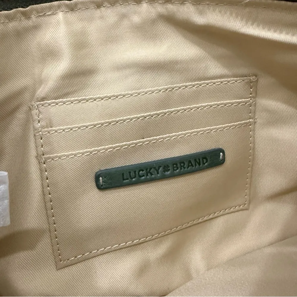 LUCKY BRAND Olive Green Genuine Leather Woven Strap Wristlet Mini Shoulder Bag - Image 14