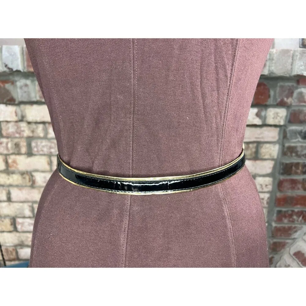 belt bow buckle black gold vegan leather - Image 7