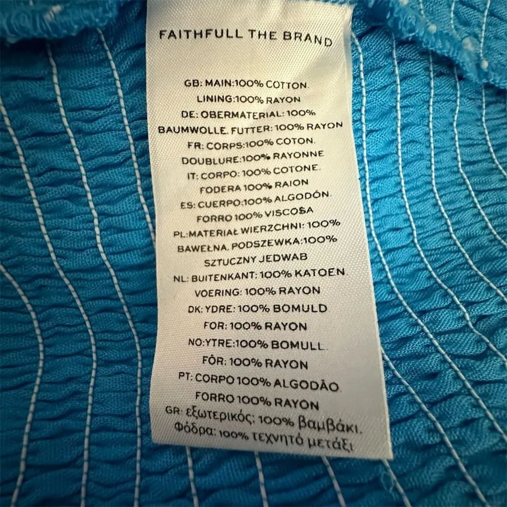 NWOT Faithfull the Brand ESTI Mini Skirt Turquoise Cotton Rayon Handmade Size 2 - Image 5