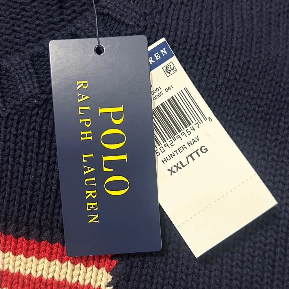 Polo Ralph Lauren Iconic Hunter Navy Blue American Flag Sweater NWT Size XXL - Image 11