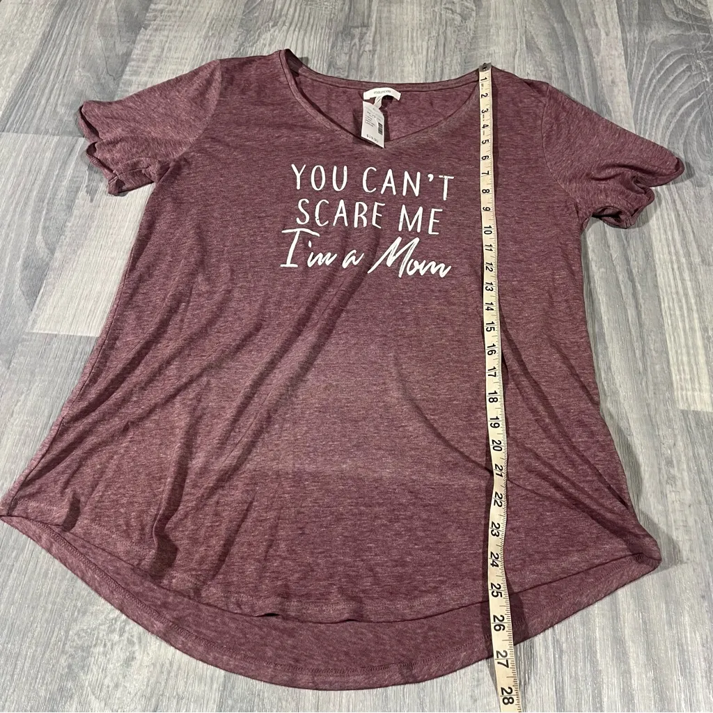 Maurices Maroon Purple Graphic Tee - You Can't Scare Me I'm a Mom; NEW!; Large - Image 6