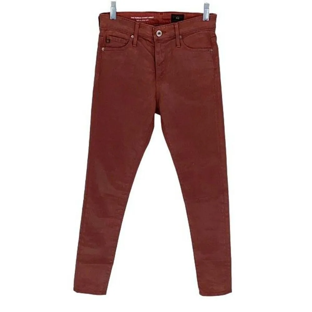 AG Adriano Goldschmied Women's Farrah Skinny Ankle Jeans Coated Bordeaux 25‎ R - Image 2